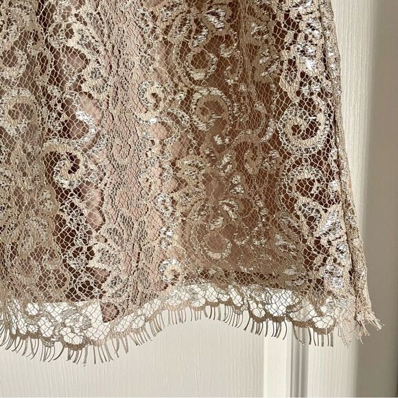 J. Crew Lace Skirt in Gold Metallic Holiday Size 2 - Picture 7 of 14